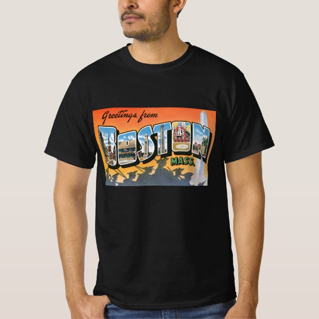 Vintage Travel Greetings from Boston Massachusetts T-Shirt (Front)