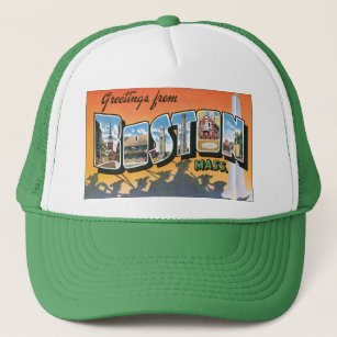 Vintage Travel Greetings from Boston Massachusetts Trucker Hat