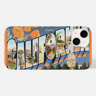 Vintage Travel, Greetings from California Poppies Case-Mate iPhone 14 Case