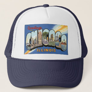 Vintage Travel, Greetings from Chicago Illinois Trucker Hat