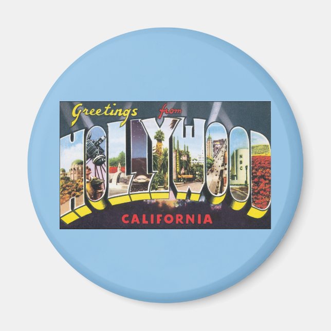 Vintage Travel Greetings from Hollywood California Magnet (Front)
