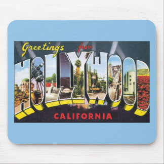 Vintage Travel Greetings from Hollywood California Mouse Pad