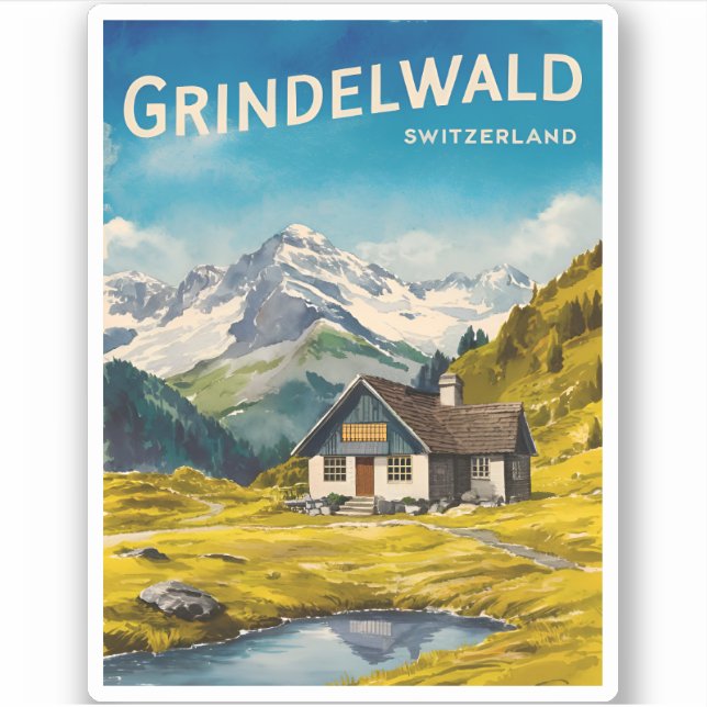 Vintage Travel Grindelwald Switzerland Alps Retro (Front)