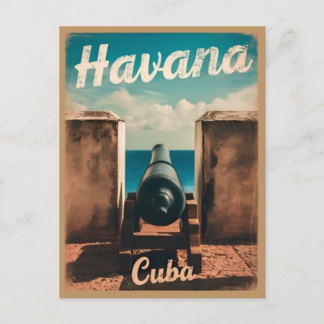 Vintage Travel Havana Cuba Retro Graphic Postcard (Front)
