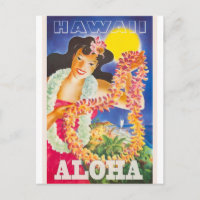 Vintage Travel Hawaii, Aloha! Postcard
