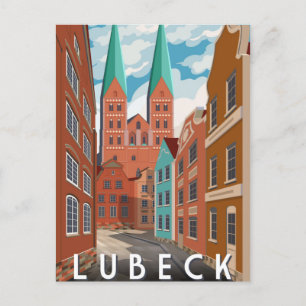 Vintage travel Holstengate Lubeck Germany german Postcard