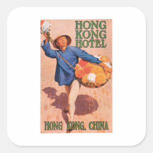 Vintage Travel Hong Kong China Hotel Label Art