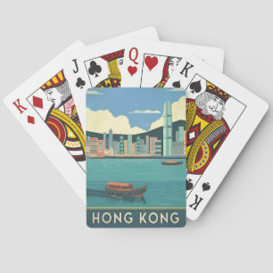 Vintage Travel Hong Kong China Retro Cityscape  Playing Cards