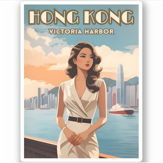 Vintage Travel Hong Kong China Retro Graphic  (Front)