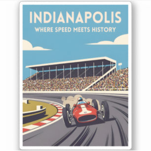 Vintage Travel Indianapolis Indiana Retro Racing