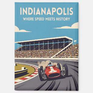 Vintage Travel Indianapolis Indiana Retro Racing Magnet