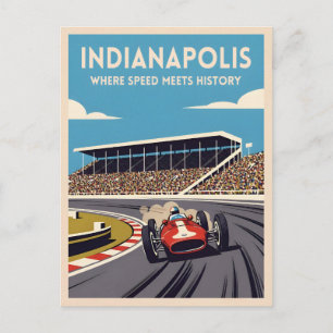 Vintage Travel Indianapolis Indiana Retro Racing Postcard