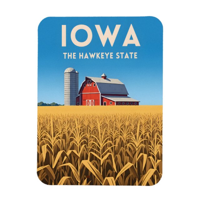 Vintage Travel Iowa Retro Heartland Farm Landscape Magnet (Vertical)