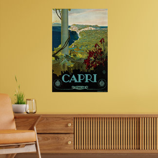 Vintage Travel, Isle of Capri, Italy Italia Coast Poster