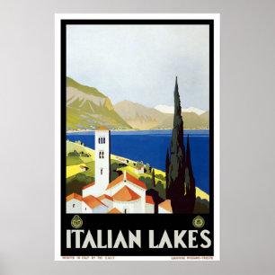 Vintage travel,Italian Lakes Poster