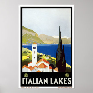 Vintage travel,Italian Lakes Poster