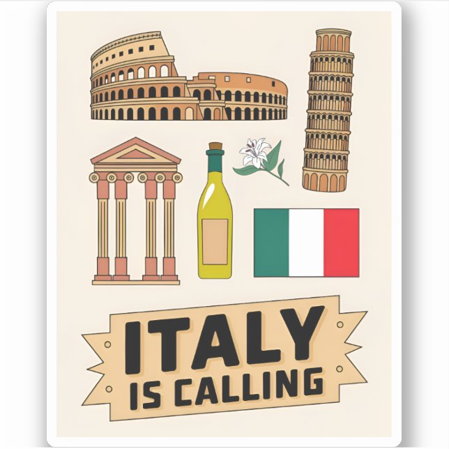 Vintage Travel Italy Iconic National Symbols Retro (Front)
