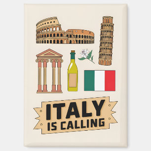 Vintage Travel Italy Iconic National Symbols Retro Magnet