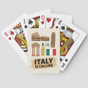 Vintage Travel Italy Iconic National Symbols Retro Playing Cards