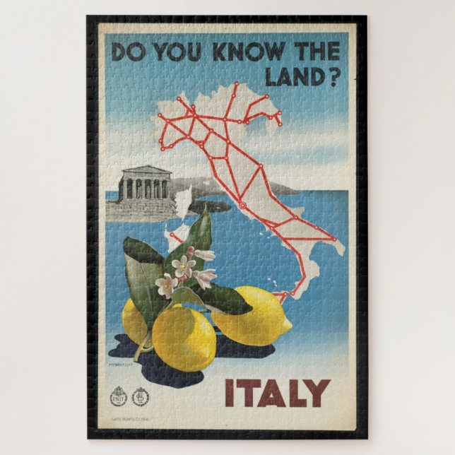 Vintage Travel Italy Map with Lemons Jigsaw Puzzle (Vertical)