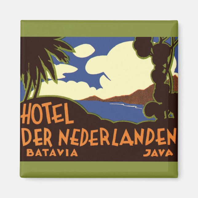 Vintage Travel Jakarta Indonesia Hotel Nederlanden Magnet (Front)