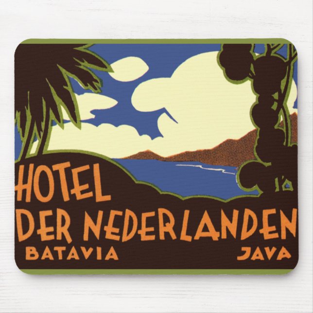 Vintage Travel Jakarta Indonesia Hotel Nederlanden Mouse Pad (Front)