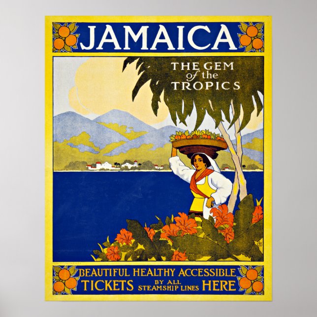 Vintage Travel Jamaica Caribbean Sea Poster (Front)