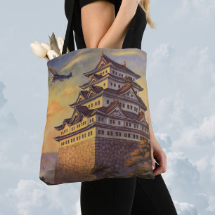 Vintage Travel Japan, Japanese Pagoda Aeroplane Tote Bag