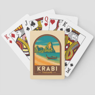 Vintage Travel Krabi Thailand Railay Beach Retro Playing Cards