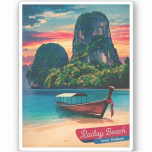 Vintage Travel Krabi Thailand Sunset Beach