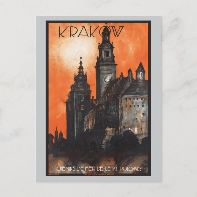 Vintage Travel Krakow Poland Railways Postcard (Front)
