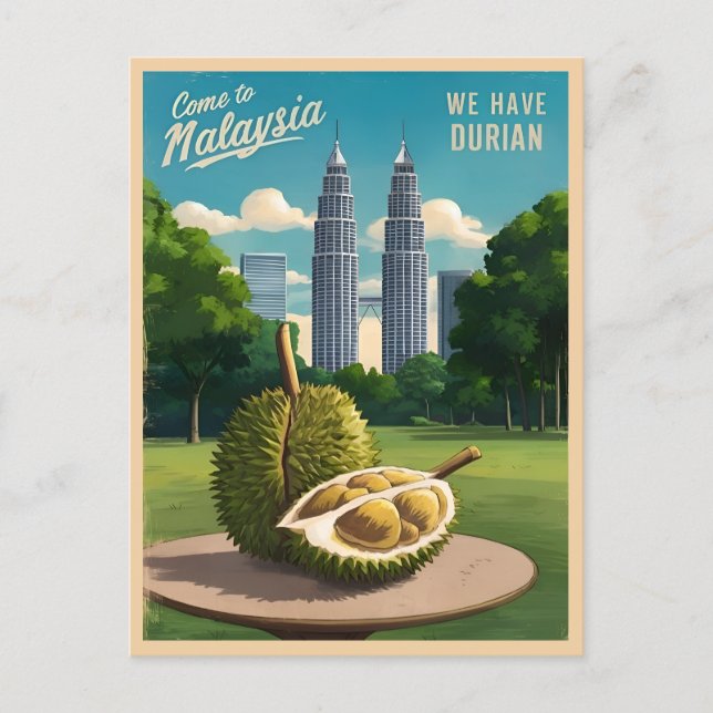 Vintage Travel Kuala Lumpur Malaysia Durian Humour Postcard (Front)