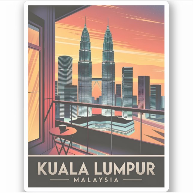Vintage Travel Kuala Lumpur Malaysia Sunset Retro (Front)
