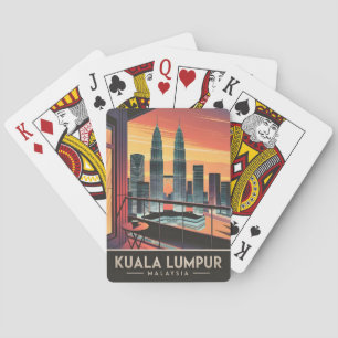 Vintage Travel Kuala Lumpur Malaysia Sunset Retro Playing Cards