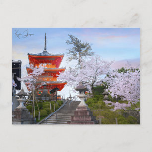 vintage travel Kyoto Japan Temple Photograph Postcard