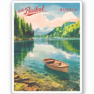 Vintage Travel Lake Baikal Russia Retro Scenic