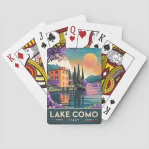 Vintage Travel Lake Como Italy Sunset Scenic Playing Cards