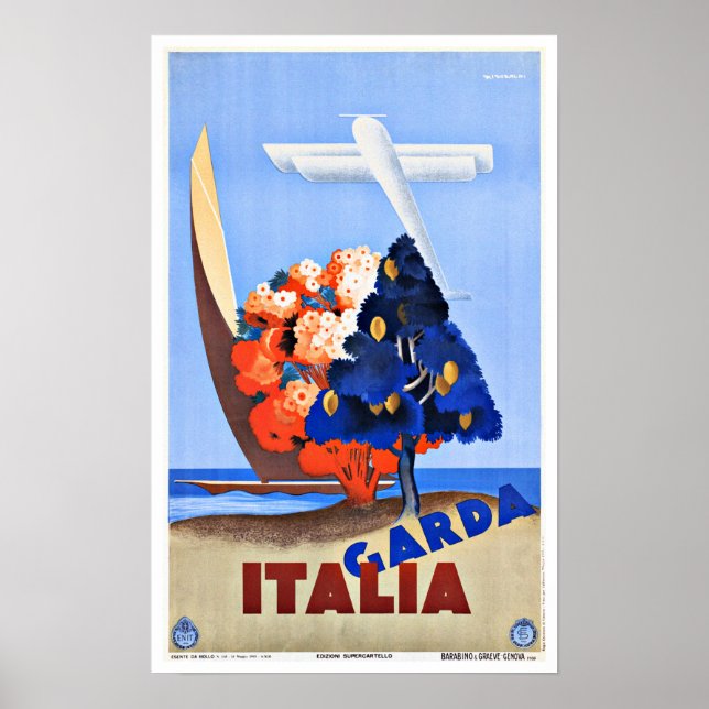 Vintage Travel Lake Garda Italy Poster (Front)