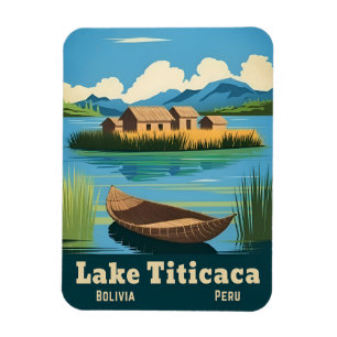 Vintage Travel Lake Titicaca South America Scenic Magnet