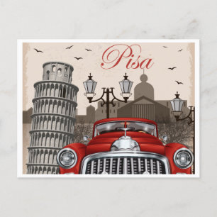 Vintage Travel Leaning Tower of Pisa Retro italy  Postcard