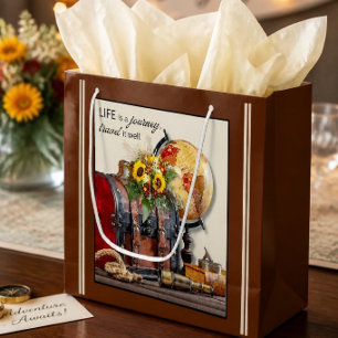 Vintage Travel Life is a journey Large Gift Bag