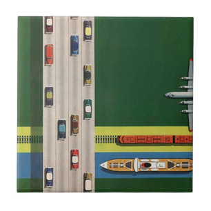 Vintage Travel Logistics transportation Modes Tile
