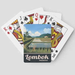Vintage Travel Lombok Indonesia Landscape Playing Cards