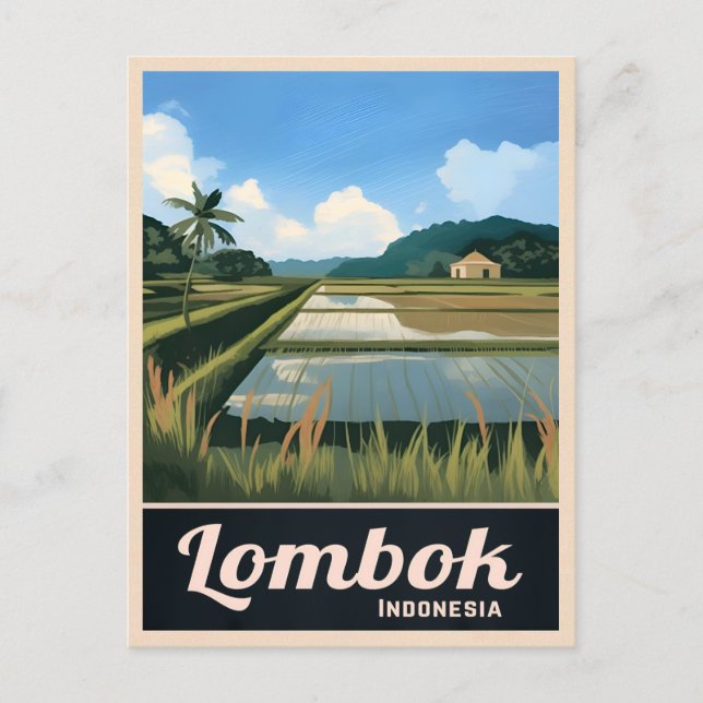 Vintage Travel Lombok Indonesia Landscape Postcard (Front)