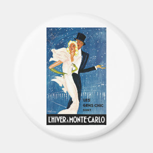Vintage Travel, Love Romance Romantic Monte Carlo Magnet