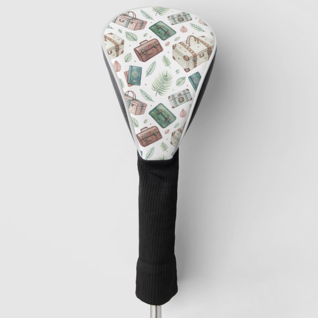 Vintage Travel Luggage Pattern (1) Golf Head Cover (Front)