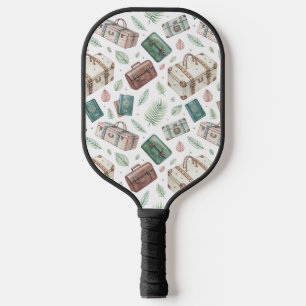 Vintage Travel Luggage Pattern (1) Pickleball Paddle