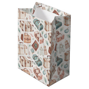 Vintage Travel Luggage Pattern (2) Medium Gift Bag