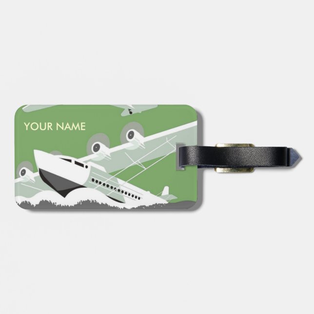 Vintage Travel Luggage Tag Green (Back Horizontal)