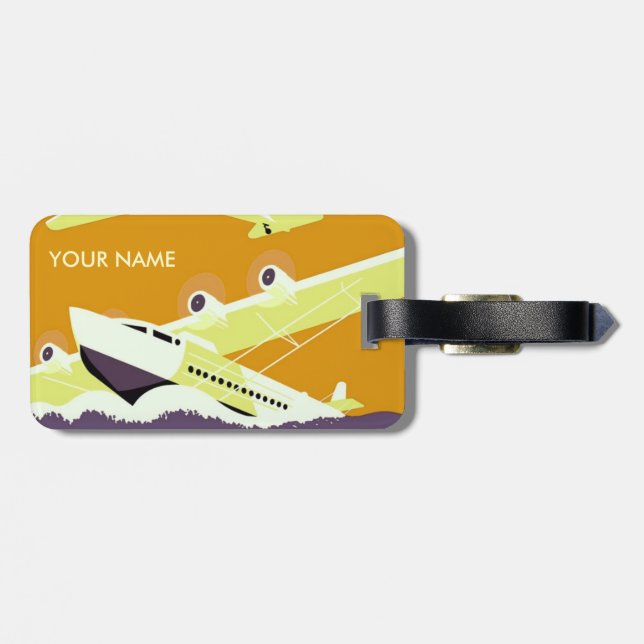 Vintage Travel Luggage Tag Yellow (Back Horizontal)